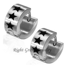 Black Star Surgical Steel Made Earrings Jewelry